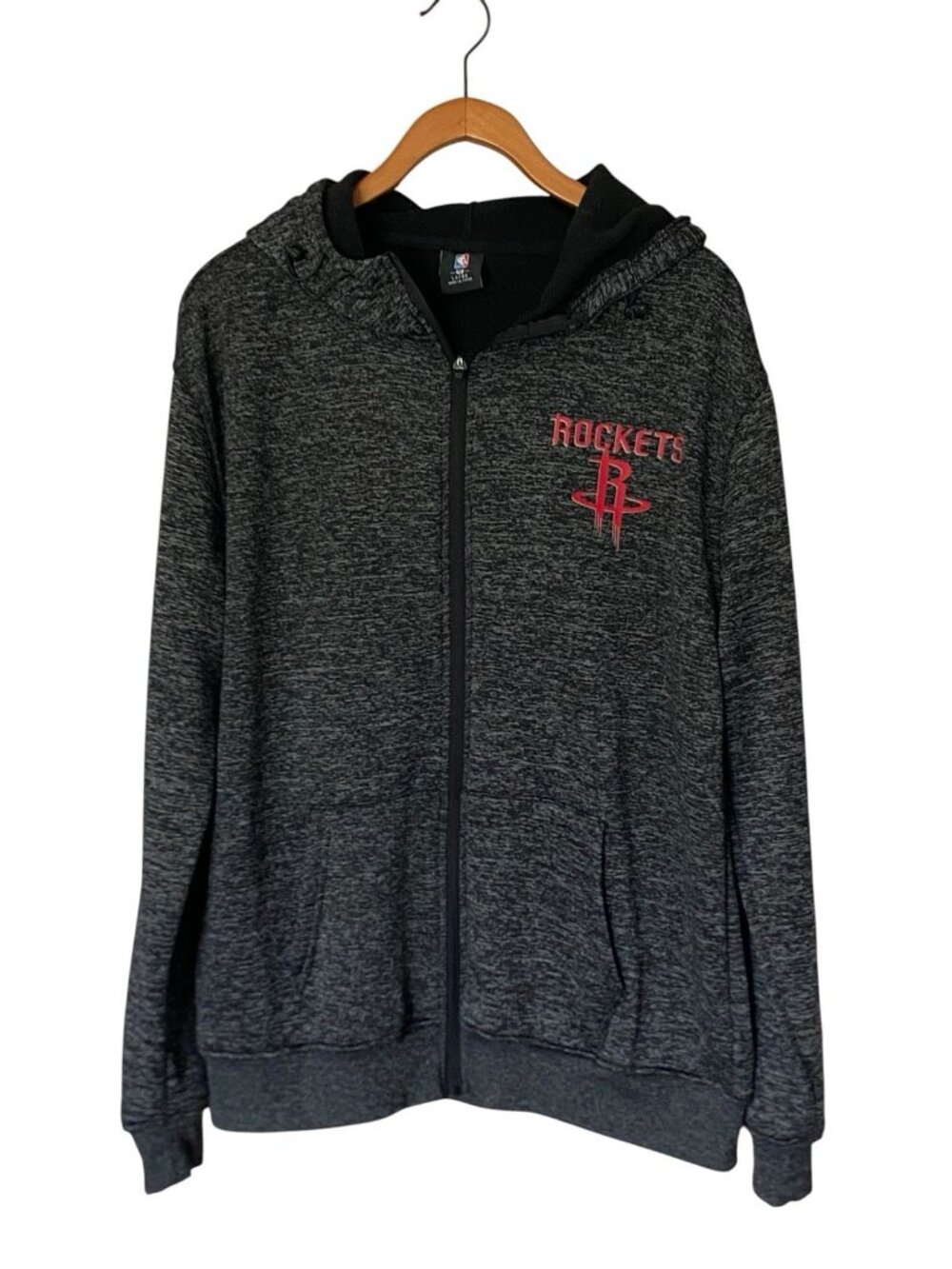 Houston Rockets Men’s Gray Full Zip Hoodie NBA Basketball Size L